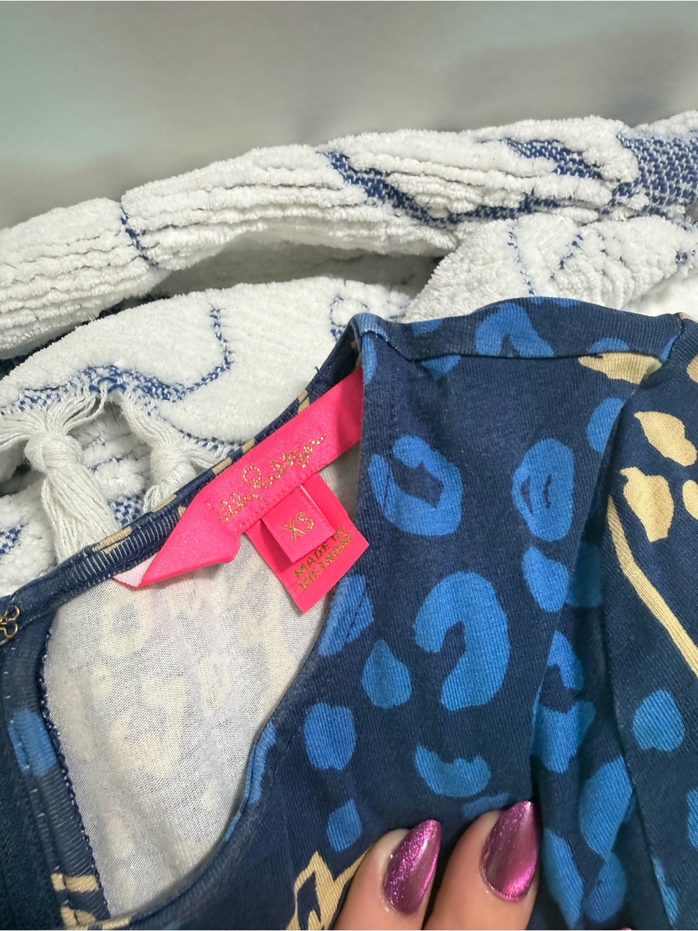 Lilly Pulitzer Blue and Gold Leopard-Print Long Sleeve Maxi Dress - Picture 4 of 4